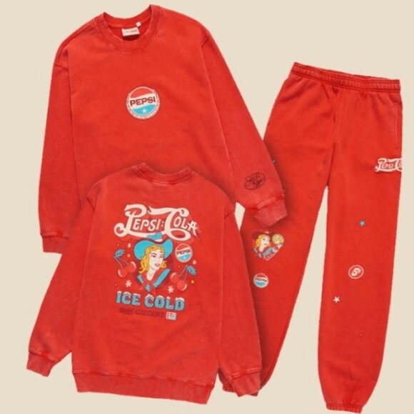 New Samii Ryan Cowgirl Pepsi Wild Cherry Crewneck Sweatshirt & Sweatpants Large - Picture 4 of 5